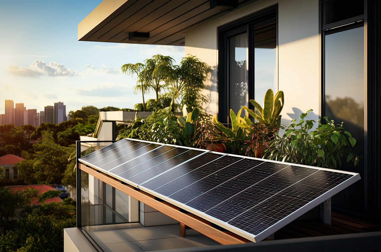 balcony power station, solar system, photovoltaic, solar panel, ai generated